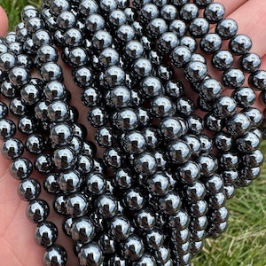 Hematite Bead Strands - Grade A Hematite - 6mm Beads - Hematite Crystal Beads - Beads for Jewelry - Gemstone Beads - Polished Round Beads