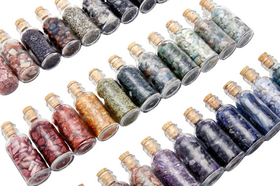 9 Bottles Natural Gravel Stones Semi-precious Stones Mini Glass