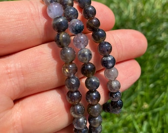 Iolite Bracelet - 6mm Round Beads - Elastic Bracelet - Iolite jewelry - Stretch Bracelet - Iolite Gemstone - Genuine Natural Iolite Stone