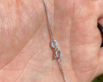 Sterlingsilver 1 mm venetiansk lådkedja - Sterlingsilver Sterlingsilverkedja - Sterlingsilverhalsband - Färdigt halsband - platt kabel