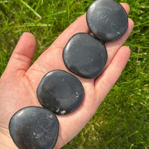 Shungite Worry Stone (1.25" - 2") Polished Shungite Crystal - Genuine Shungite Crystal Worry Stone - Shungite Palm Stone - EMF Protection image 2