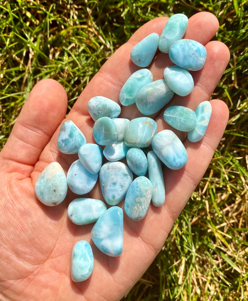 Larimar Tumbled Stone Grade AA Multiple Sizes Available Dominican Republic Tumbled Larimar Crystal Polished Blue Larimar Gemstone image 6