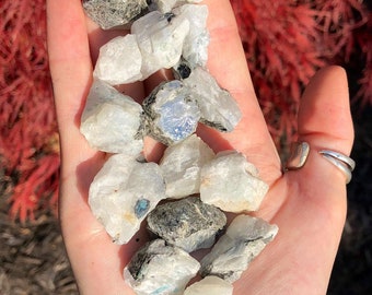 Raw Rainbow Moonstone Crystal (.5" - 3.5") Rainbow Moonstone Chunk - Rough Moonstone Gemstone - Crystals & Stones - Raw Moonstone