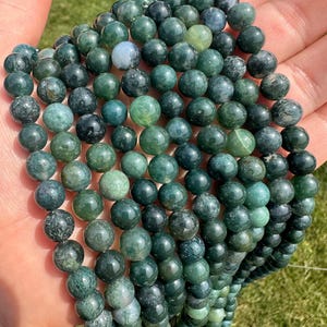 Moss Agate Bead Strands - 6mm or 8mm - Moss Agate Crystal Beads - Gemstone Beads - Crystal Beads for Jewelry Making - Moss Agate Round Beads