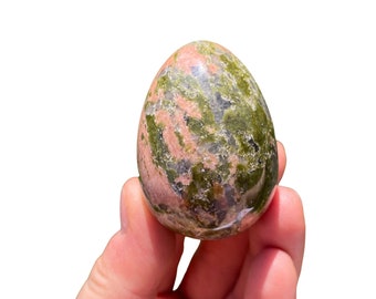 Unakite Egg (~1.75") Unakite Stone Egg - Heart Chakra Crystal - Carved Unakite - Healing Crystals and Stones - Polished Unakite Crystal Egg