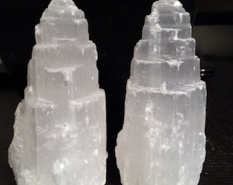 Selenite - Raw Selenite Tower - 4" Selenite Crystal Tower - Protection Crystal - Removes Negative Energy - Selenite Raw Tower