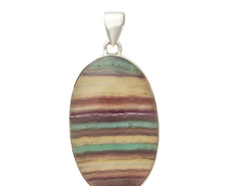 Rainbow Fluorite Pendant Sterling Silver - Fluorite Necklace - fluorite crystal pendant - rainbow fluorite jewelry - rainbow fluorite 1034
