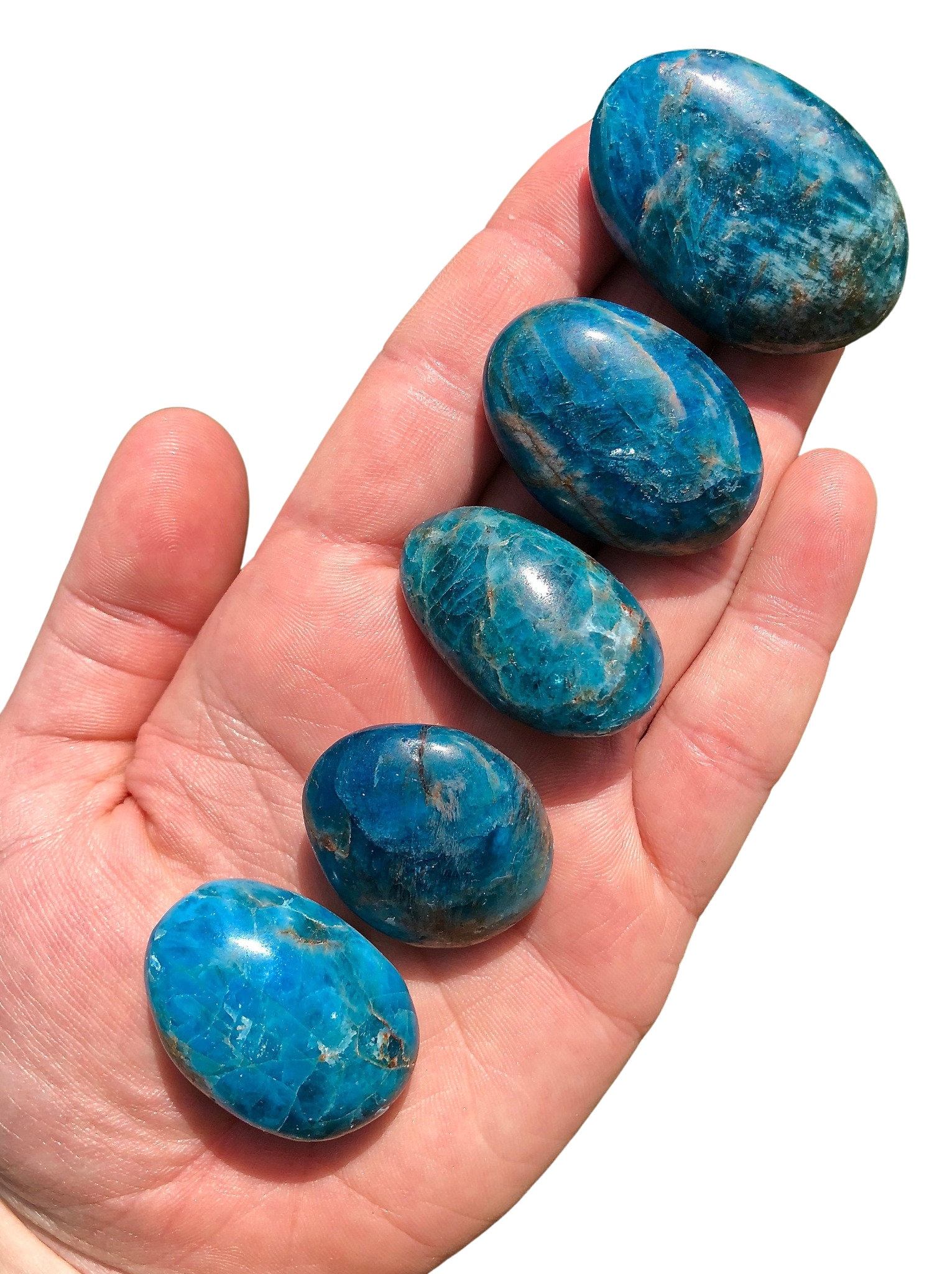 Meditation Stone E0700 BLUE APATITE Tumbled Stones-Healing Crystals,Unique Gift 