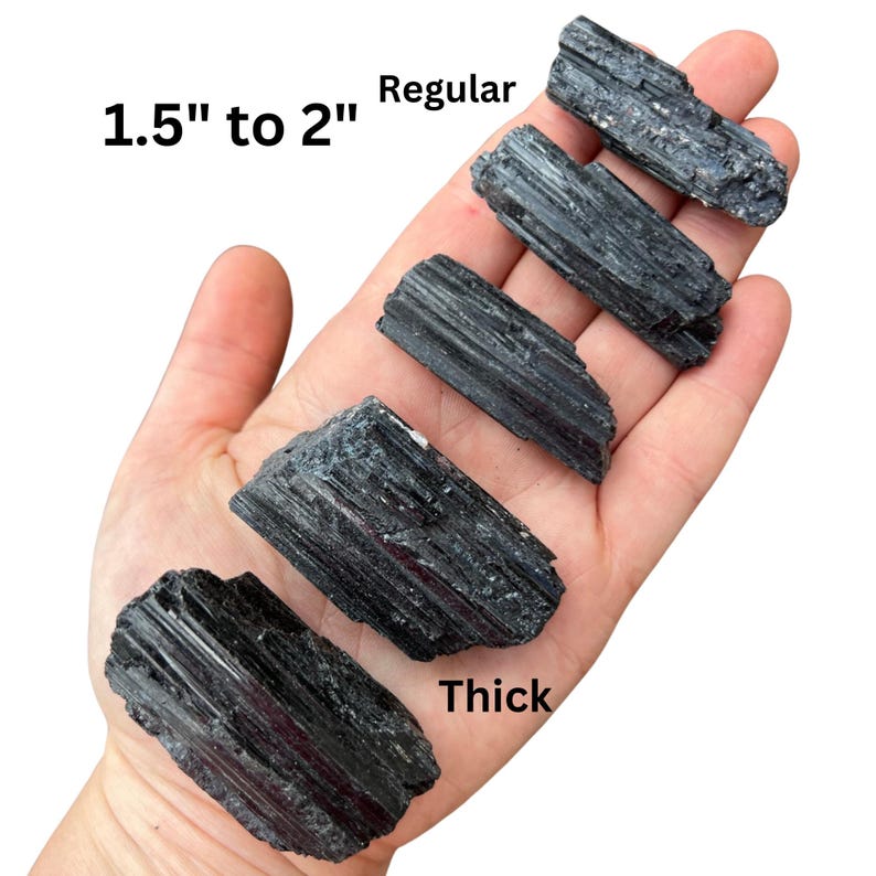Tronco de turmalina negra en bruto (0,5”-9”), grado A - Piedra de turmalina negra en bruto - Cristal de turmalina negra natural - Varios tamaños - Procedente de Brasil imagen 2
