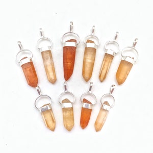 Tangerine Lemurian Crystal Pendant - Golden Lemurian Quartz Crystal Pendant - Tangerine Lemurian Quartz Necklace - Tangerine Quartz Pendant