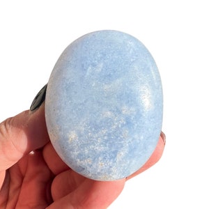 Blue Calcite Palm Stone (1" - 3") Blue Calcite Crystal Meditation - Blue Calcite Stone - Blue Calcite Worry Stone - Throat Chakra Stone