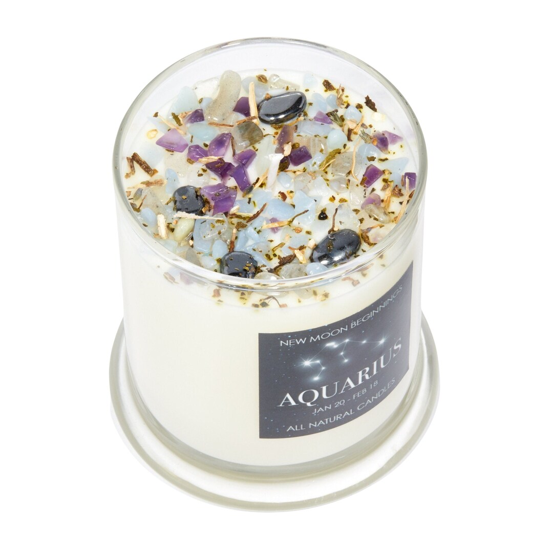Aquarius Candles Zodiac Candle Aquarius Crystals Candle Aquarius Gift