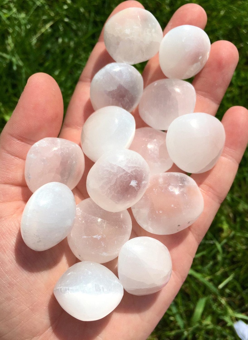Selenite Crystal - Hand Polished Selenite Sphere - Crystals & Stones - Tumbled Selenite - Energy Cleansing - Selenite Tumbled Stone image 5