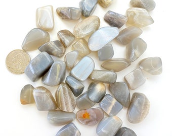 Silver Moonstone Tumbled Stone - Black Moonstone - Polished Gray Moonstone - Multiple Sizes Available - Tumbled Silver Moonstone Crystal