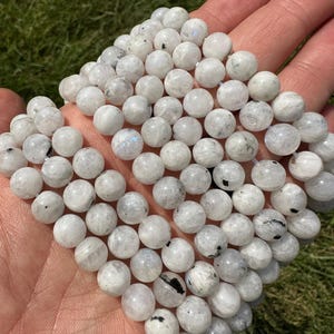 Rainbow Moonstone Bead Strands - 8mm Beads - Rainbow Moonstone Crystal Beads - Round Beads for Jewelry Making - Polished Gemstone Beads