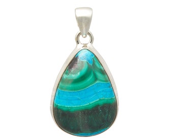 chrysocolla malachite pendant sterling silver - malachite chrysocolla pendant - chrysocolla jewelry - chrysocolla malachite stone 1206