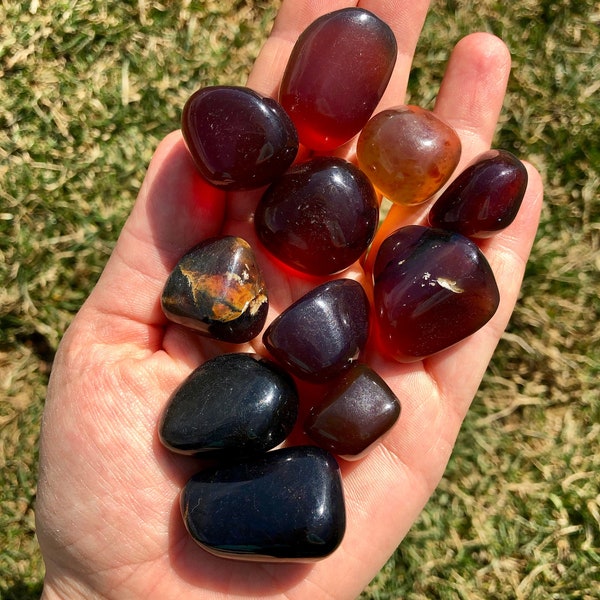 Amber Tumbled Stone - Multiple Sizes Available - Tumbled Amber Crystal - Polished Black Amber - Authentic Tumbled Amber - Natural Amber