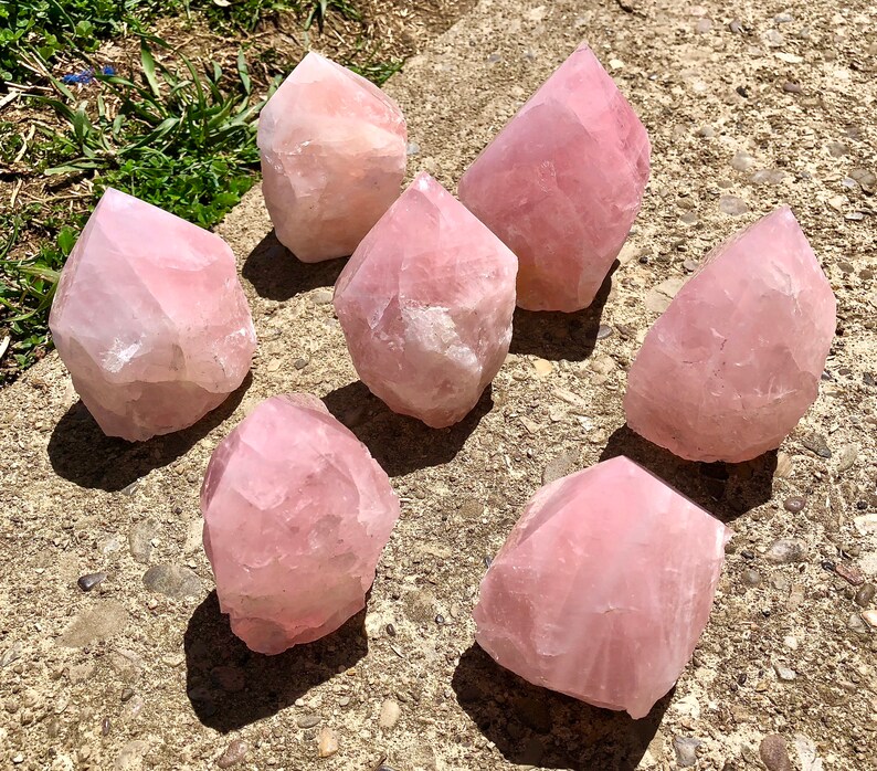 raw rose quartz point