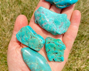 Turquoise Tumbled Stone - Tumbled Wavy Flat Turquoise Crystals - Multiple Sizes Available - Mexican Turquoise Stone - Natural Turquoise
