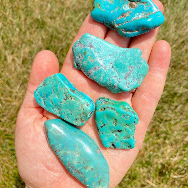 Turquoise Tumbled Stone - Tumbled Wavy Flat Turquoise Crystals - Multiple Sizes Available - Mexican Turquoise Stone - Natural Turquoise