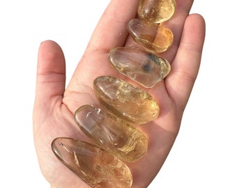 Natural Citrine Crystal Light (0.5" - 2.25") - Citrine Tumbled Stone (Grade AB) - Champagne Color - Real Citrine - Light Citrine Crystal