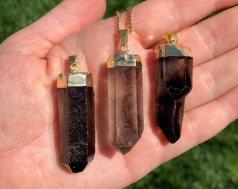 Ruwe rookkwarts punt hanger - rookkwarts kristal ketting - ruwe rookkwarts punt - kristal ketting - rookkwarts sieraden