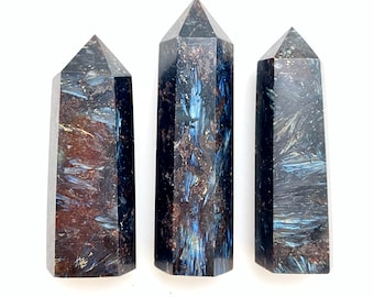 Arfvedsonite Point (3" - 7") - Polished Arfvedsonite Crystal Tower- Flashy Arfvedsonite Point - Arfvedsonite Stone Point - Iridescent Stone