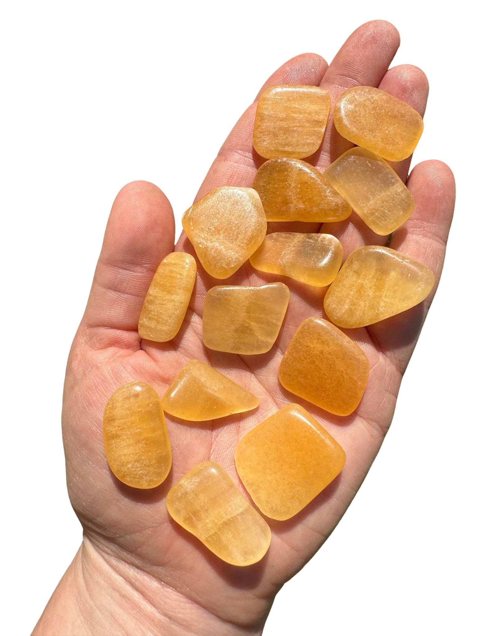 Orange Calcite Tumbled Stone Slab - Orange-Yellow Calcite Slice - Calcite Worry Stone - Energizing Crystal - Orange Calcite Slab or Slice