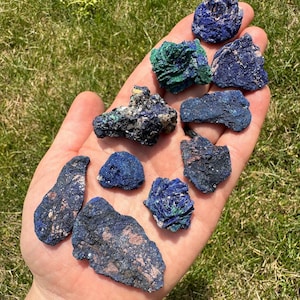 Cristal de azurita en bruto - Piedra de azurita y malaquita en bruto - Racimo de azurita y malaquita en bruto - Gema de azurita azul natural