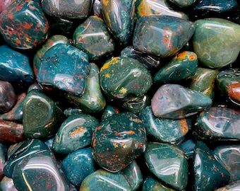 Bloodstone Tumbled Stone - Multiple Sizes Available - Tumbled Bloodstone Crystal - Bloodstone Gemstone - Green & Red Bloodstone from India