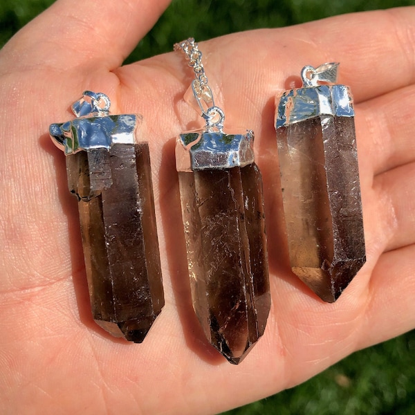 Raw Smoky Quartz Point Pendant - Smoky Quartz Crystal Necklace - Healing Crystal Necklace - Rough Quartz Point - Raw Smoky Quartz Jewelry