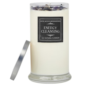 Energy Cleansing Candle Protection Candle Crystal Candle Lavender & Sage Candle Soy Intention Candle Energy Candle Handmade image 8