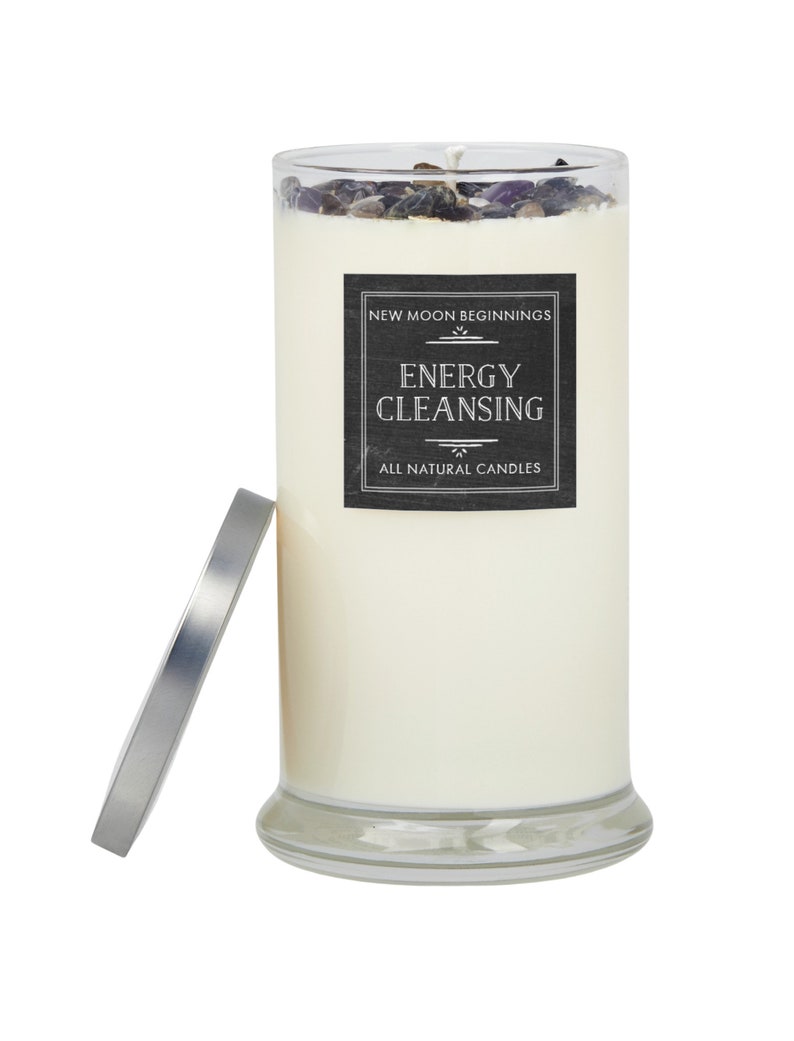 Energy Cleansing Candle Protection Candle Crystal Candle Lavender & Sage Candle Soy Intention Candle Energy Candle Handmade image 8