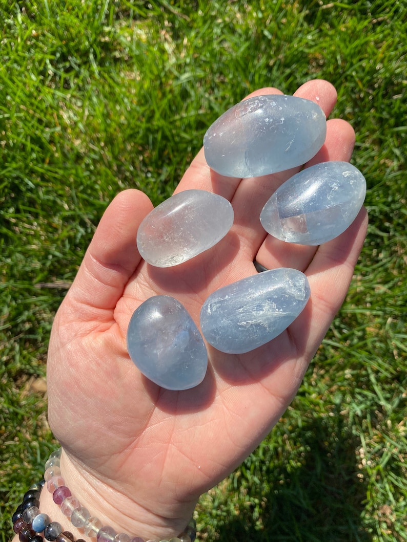 Blue Celestite Tumbled Stone NOT polished Multiple Sizes Available Tumbled Blue Celestite Crystal Blue Healing Crystal and Gemstone image 8