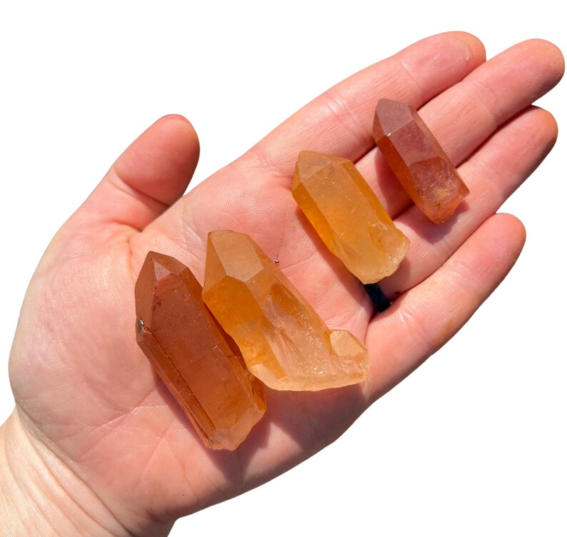 Raw Tangerine Quartz Point Crystal (0.5" - 2.5") Raw Quartz Point Crystal - Tangerine Quartz - Orange Quartz - Tangerine Quartz Stone Point image 3