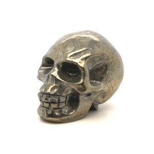 Pyrite Skull Carving - Crystal Pyrite Skull - Pyrite Skull Figurine - Hand Carved Pyrite Skull - &quot;Fools Gold&quot; Skull - Gold Pyrite Skull