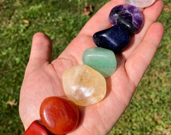Seven Chakra Crystal Set - 7 Chakra Set - Tumbled Chakra Stone Set - Beginner Crystal Set - Cleansing Crystal - Chakra Balancer - Chakra Kit