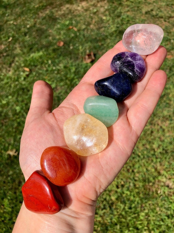 Seven Chakra Crystal Set - 7 Chakra Set - Tumbled Chakra Stone Set - Beginner Crystal Set - Cleansing Crystal - Chakra Balancer - Chakra Kit