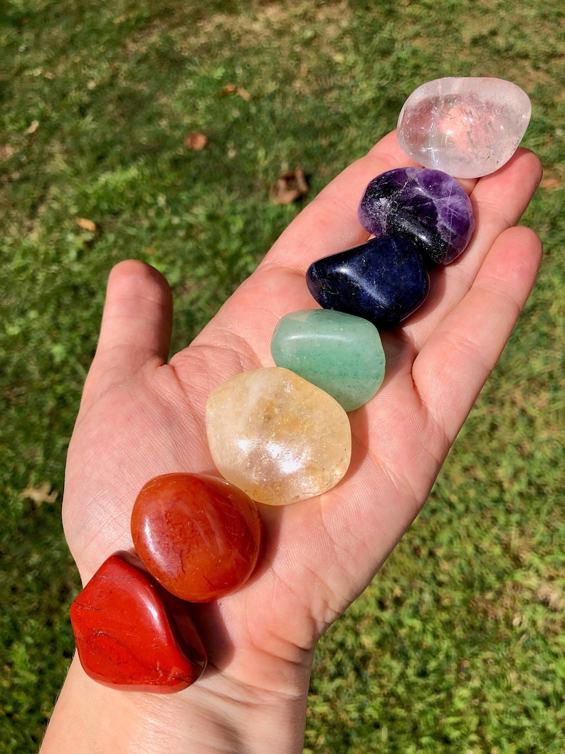 Seven Chakra Crystal Set - 7 Chakra Set - Tumbled Chakra Stone Set - Beginner Crystal Set - Cleansing Crystal - Chakra Balancer - Chakra Kit image 1