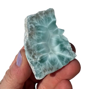 Larimar Slab (.5&quot; - 3.5&quot; ) Grade AAA - Larimar Stone Slab - Dominican Republic - Larimar Crystal - Larimar Slice - Polished Blue Larimar