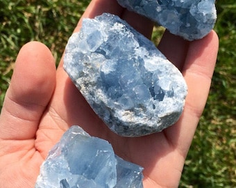 Raw Celestite Cluster (0.5" - 6.5") Blue Celestite Geode - Rough Celestine Stone Cluster - Natural - Genuine Blue Celestite Crystal Cluster