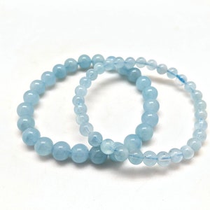 Aquamarine Bracelet AA Grade Aquamarine Elastic Bracelet Aquamarine Jewelry Blue Stretch Bracelet Genuine Aquamarine Gemstone image 3