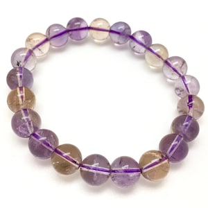 Ametrine Bracelet - Elastic Bracelet - Ametrine Jewelry - Amethyst and Citrine - Stretch Bracelet - Genuine Ametrine Crystal Bracelet