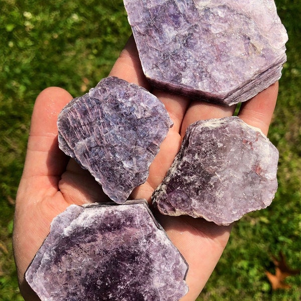 Raw Lepidolite Stone Flat Books (A Quality) - Rough Lepidolite Crystal Slab - Purple Mica Plate - Lepidolite Slice - Lepidolite Book