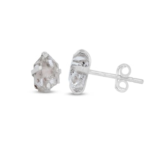 Herkimer Diamond Stud Earrings - Herkimer Diamond Earrings - Raw Herkimer Diamond - Herkimer Diamond Jewelry - Sterling Silver Earrings