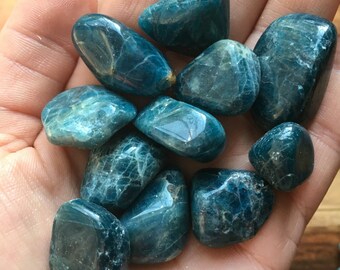 Blue Apatite Tumbled Stone - Tumbled Blue Apatite Crystal - Multiple Sizes Available - Motivation Crystal - Polished Blue Apatite Gemstone