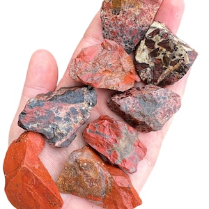 Raw Brecciated Jasper Stone (0.5&quot; - 3&quot;) - Rough Brecciated Red Jasper - Raw Brecciated Red Jasper Crystal - Raw Brecciated Jasper Crystal