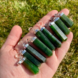 Nephrite Jade Stone Point Pendant - Sterling Silver Pendant - Polished Nephrite Jade Point - Jade Jewelry - Crystal Necklace image 7