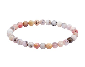 Pink Opal Bracelet (6mm) Elastic Bracelet - Pink Opal Stone - Peruvian Opal Jewelry - Stretch Bracelet - Dainty Pink Opal Gemstone Bracelet