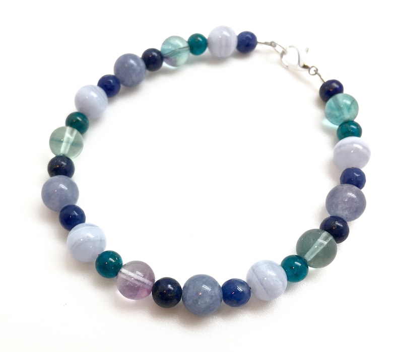 Throat Chakra Bracelet Aquamarine Sodalite Blue Apatite - Etsy